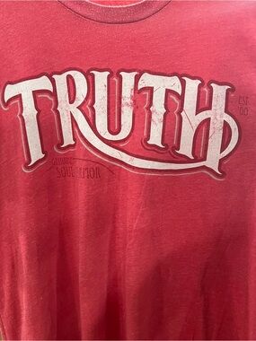 Truth Red Graphic Short Sleeve T‑Shirt with White Logo